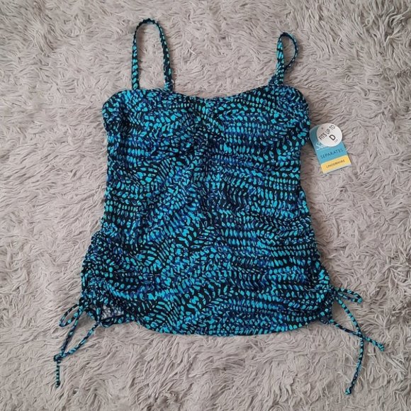 SWIM SOLUTIONS Blue Sea Swirl Twist Tankini Top - Picture 3 of 9